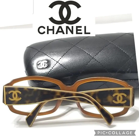 Amazing looking  Authentic Chanel CC eyeglasses Frames 00s CHANEL EyeGlasses 3117 Brown w Pearl CC Glasses Hard  main image 3